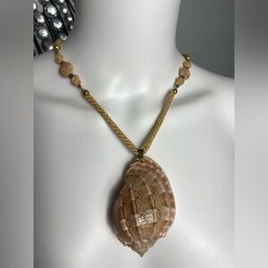 Miriam Haskell Vintage Snail Shell and Cord Necklace 16”